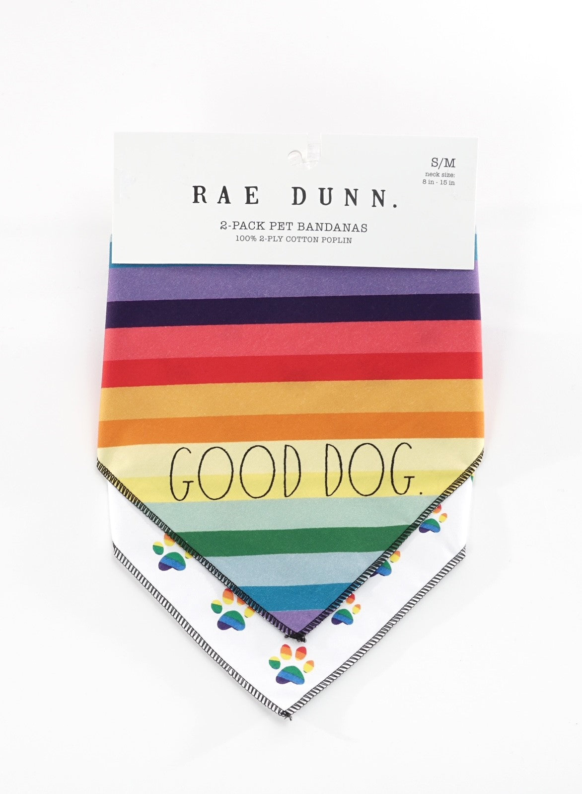 Rae Dunn GOOD DOG Pride Dog Bandana -  Pet Bandanas, Handkerchief Scarf for Dogs, 100% Cotton, Machine Washable (2-Pack)