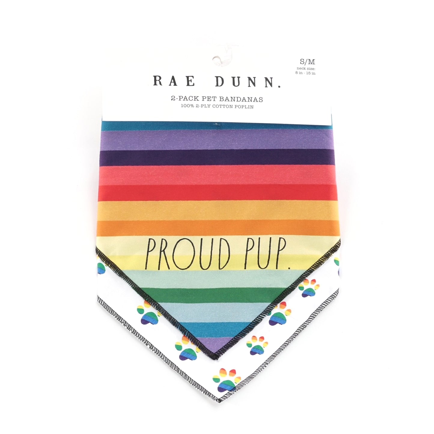 Rae Dunn PROUD PUP Dog Bandana -  Pet Bandanas, Handkerchief Scarf for Dogs, 100% Cotton, Machine Washable (2-Pack)