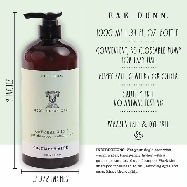 Rae Dunn "Good Clean Dog." Oatmeal  2-IN-1 Pet Shampoo and Conditioner