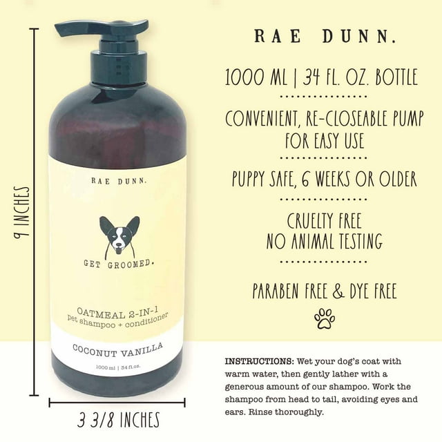 Rae Dunn "Get Groomed." Oatmeal  2-IN-1 Pet Shampoo and Conditioner