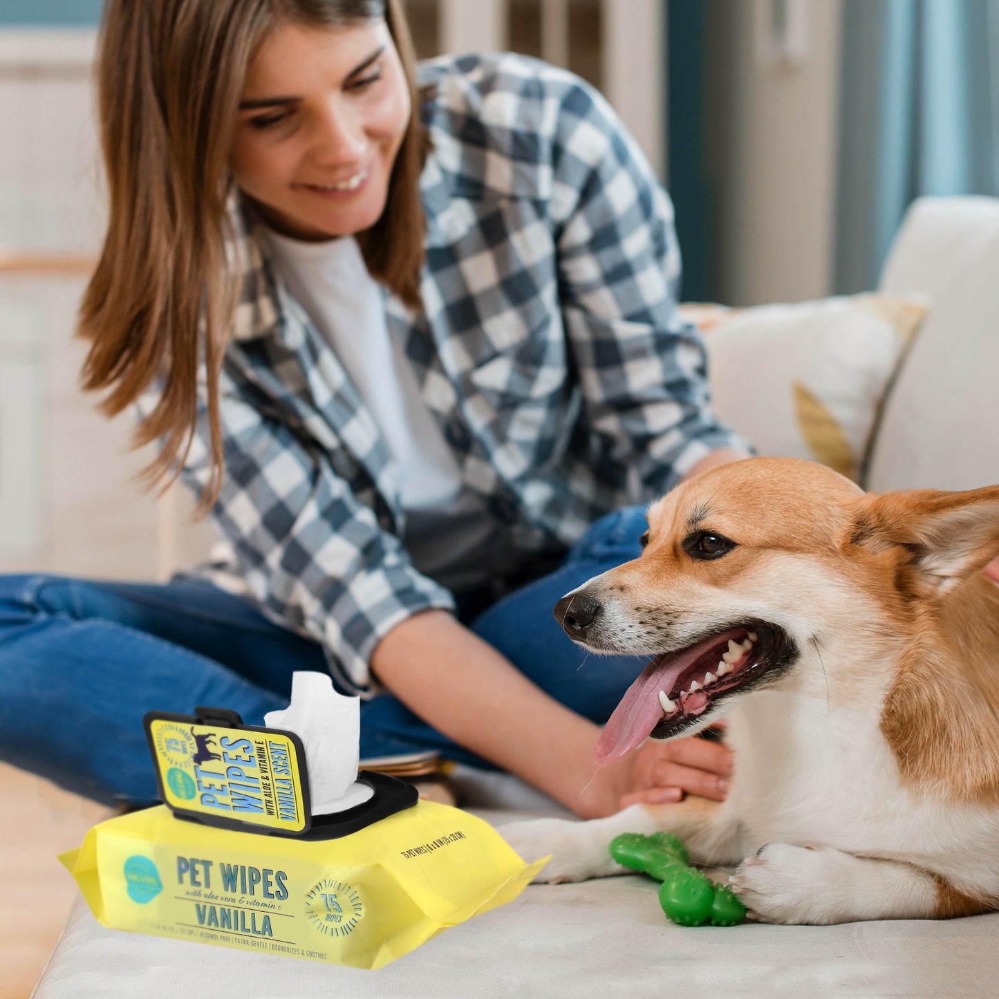 Paws & Bones Pet Wipes for Dogs and Cats in 3-Pack - Grooming Wipes for Butt, Paw, Fur, Eyes, Ears, Face Infused with Aloe & Vitamin E, Gentle Cleansing, Hygienic Cleaning